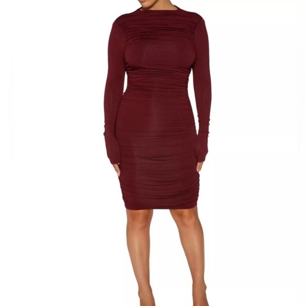 naked wardrobe back to the rouched dress  size L